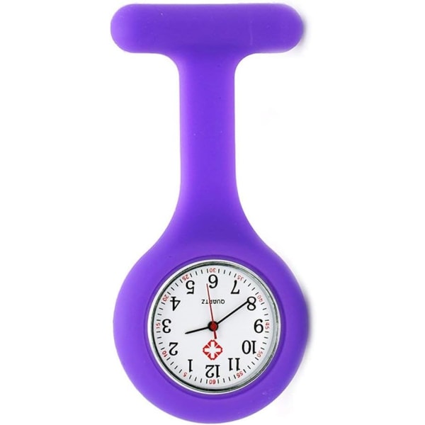 Nurse Watch Brooch, Silicone with Pin/Clip, Infection Control Design, Health Care Nurse Doctor Paramedic Medical Brooch Fob Watch（Purple）