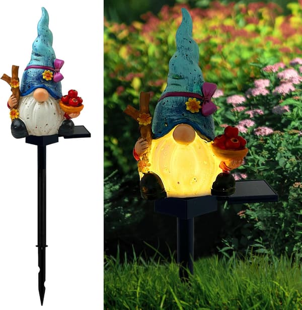 Høst Solar Gnome Hagelys, Solcelledrevne Eventyrhagelys Høstgnomdekorasjoner (Blå)