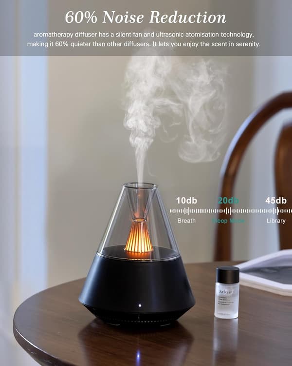 Æterisk oliediffuser, 150ML Ultralyd Cool Mist Aromaterapi Diffuser, med vandfri auto-sluk og LED-stearinlys til hjemmet, yoga, sort
