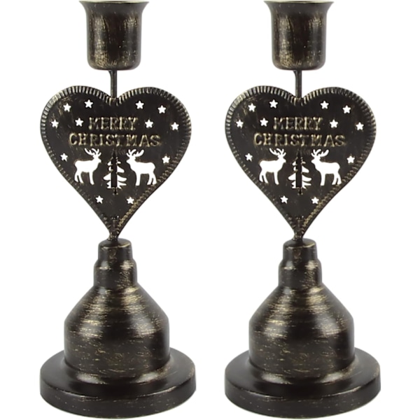 Kynttilänjalat kynttilöille, 2 kpl kynttilänjalkoja joulukoristeeksi, joulupöydän keskiosa vintage-kynttilänjalat juhliin Black gold