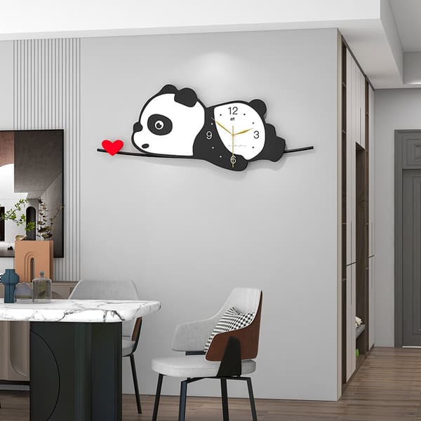 Panda seinäkello kodin sisustukseen 80x32cm