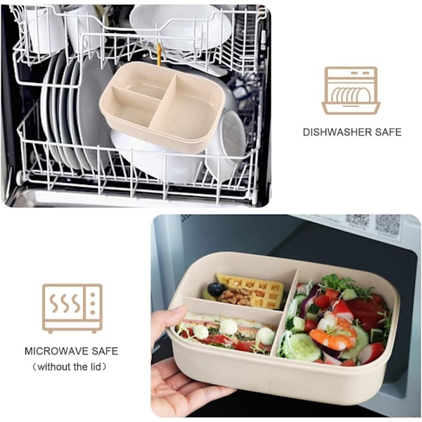 Bento frokostboks til voksne, beholder med genanvendelige redskaber, BPA-fri, mikrobølgeovnsikker Bento-boks