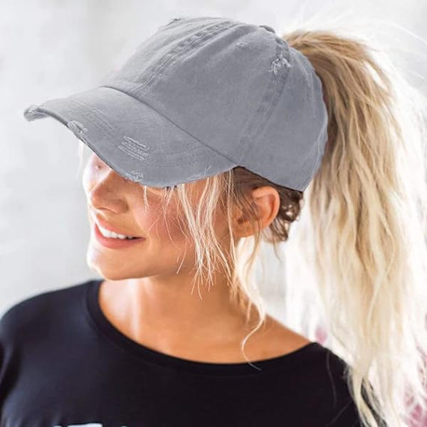 Unisex tvättad denim basebollkeps hög hästsvans keps [alla säsonger]
