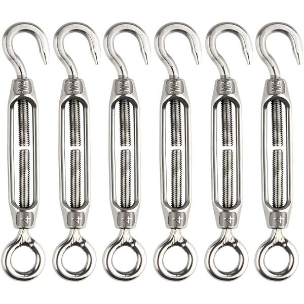 Stykker Spannskrue Wire Strammer M4 Rustfritt Stål Spannskrue Strammer Justerbar Spannskruekrok