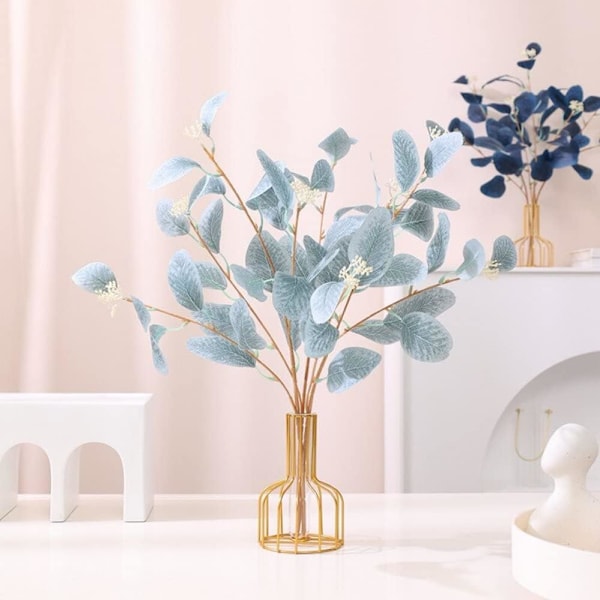 Eukalyptusbladgrenar 3 st Konstgjorda Eukalyptusblomgrenar Falska Gröna Växter för Fest Semester Heminredning Light blue