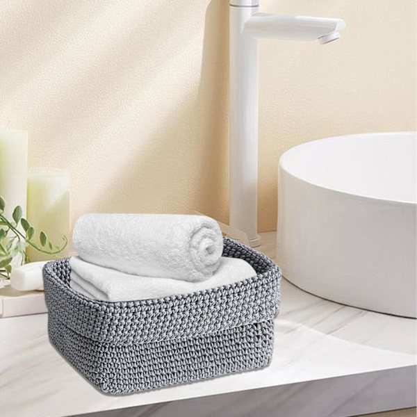 Vevede Oppbevaringskurver, Bad Oppbevaringskurver, Små Organiseringskurver, Liten Heklekurv, 21 * 13 * 15.5cm