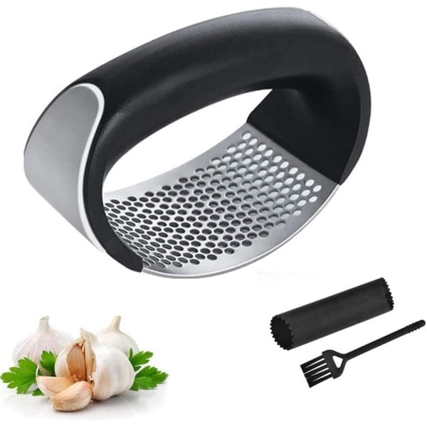 Garlic Press Rocker Set, Stainless Steel Garlic Mincer Crusher - Kitchen Gadgets Garlic Chopper