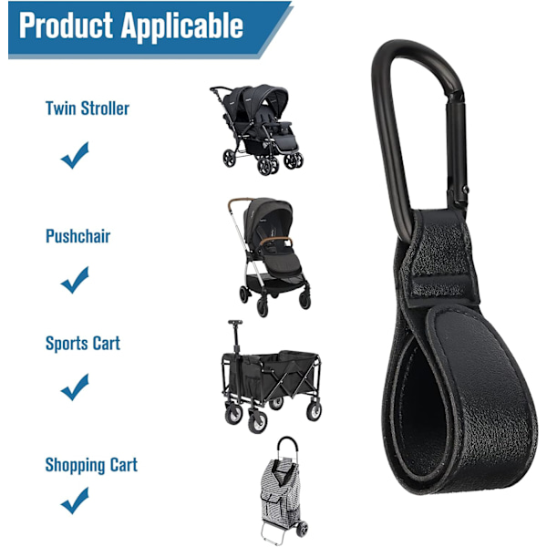 Barnvagnskrokar, 2 Stycken Buggy Clips Bärsele Barnvagnskrokar, Väskkrokar för Barnvagn, Barnvagnskrokar för Väskor, Svart
