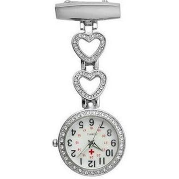 Damer Hjerte Stål Sygeplejerske Læge Tunika Brosche Quartz FOB Lomme Ur