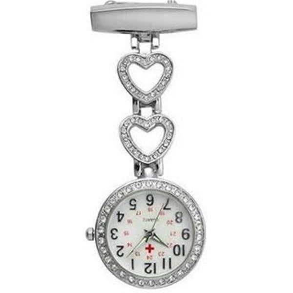 Ladies Heart Steel Sjuksköterska Doctor Tunika Brosch Quartz FOB Pocket Medical Watch