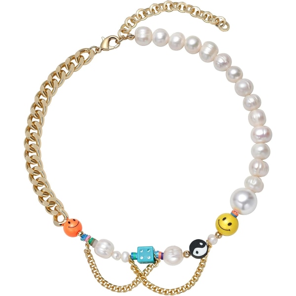 Halsband Smiley Face Pearl Chain Halsband