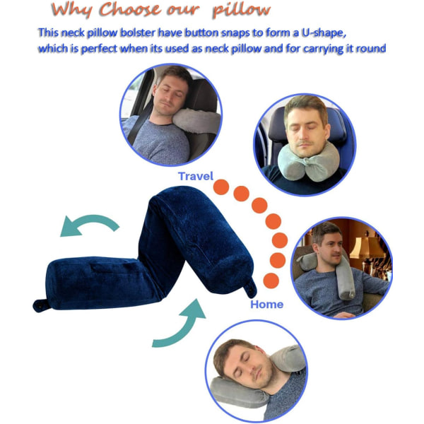 Twist Memory Foam Resepudde Nacke,Haka,Axel,Ländrygg och Benstöd för Vuxna Flygresor Kudde (Blå)