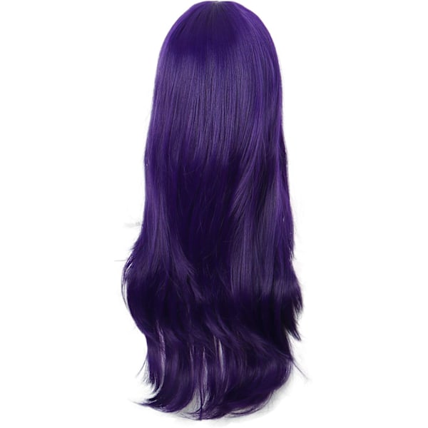 70cm/ 28 tommer Lang Krøllet Dame Krøl Anime Kostume Paryk Dark purple