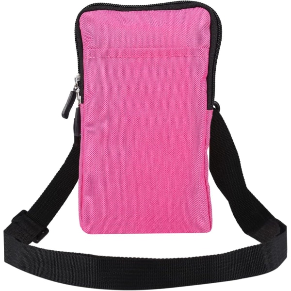 Mobiltelefon Skulderholster, Mobiltelefon Bælteklips Holder, Skulder Messenger Taske Lynlås Kryds rose Red Large size