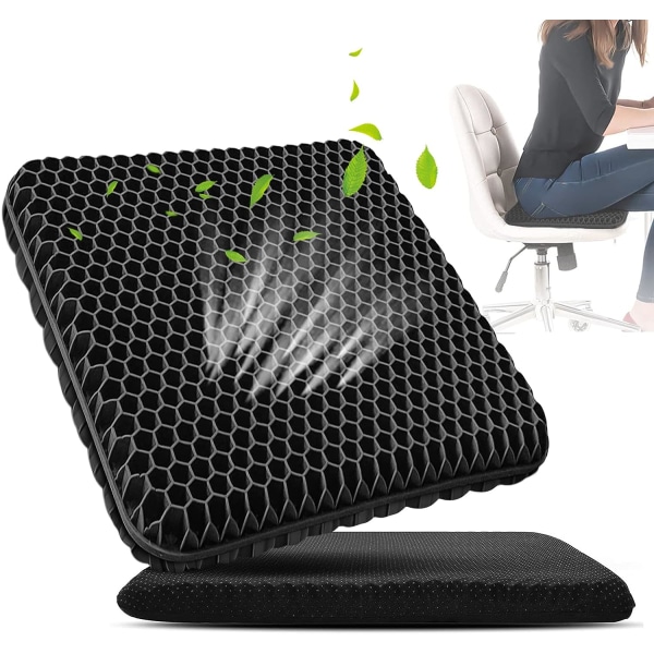 Gel Seat Cushion,Double Thick Breathable Seat Lumbar Support Chair Tailbone Back Pain/Pain Relif Seat Cushion