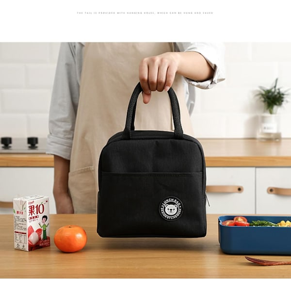 Frokosttaske, sød pap-isoleret madkasse, genanvendelige frokosttasker, vandtæt frokosttaske, foldbar frokosttaske til kvinder, mænd, børn og studerende Gray