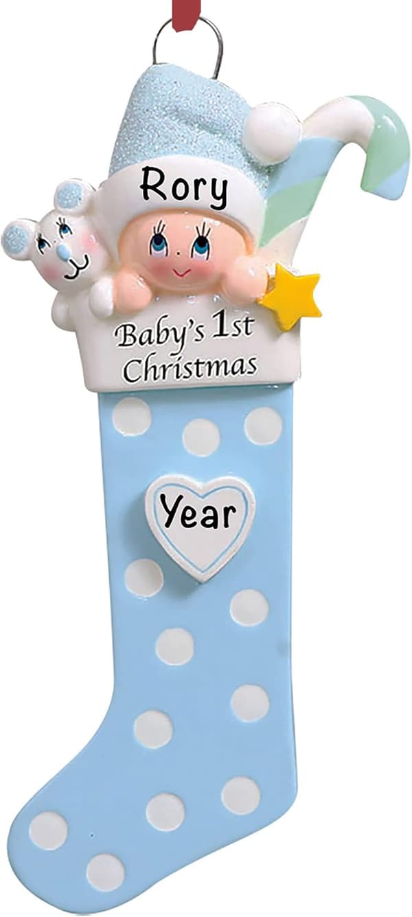 Babys første julepynt – Babys første julepynt – Personlige babygaver til nyfødte, blå