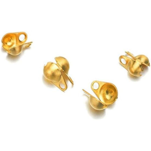 200 stk åpne perletupper knutedeksler clamshell endehette krymper perler ballkjedekontaktlås for smykkehåndverk 1,5 mm