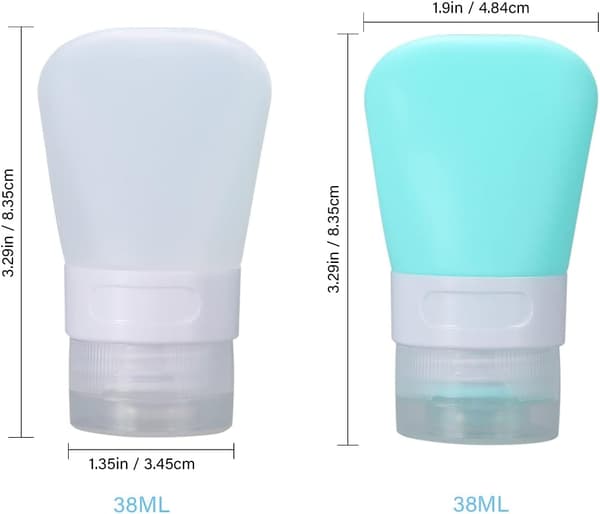 2 st silikonreseflaskor, små tomma reseflaskor (38 ml)