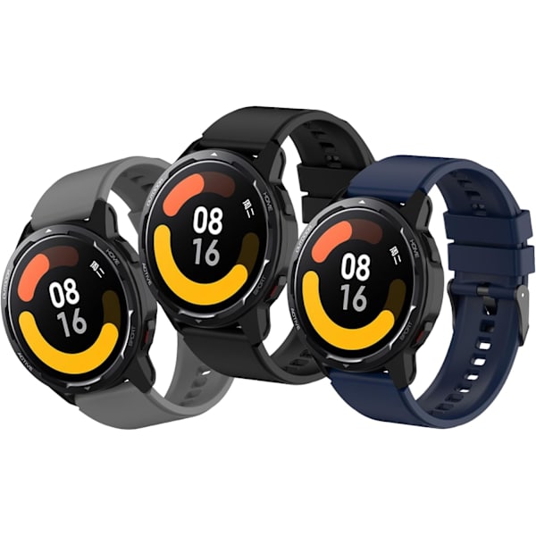 3 stk. remme kompatibel med Xiaomi Watch S1 Active håndledsrem, Xiaomi åndbar silikone sport udskiftningsurrem grå, sort, marineblå