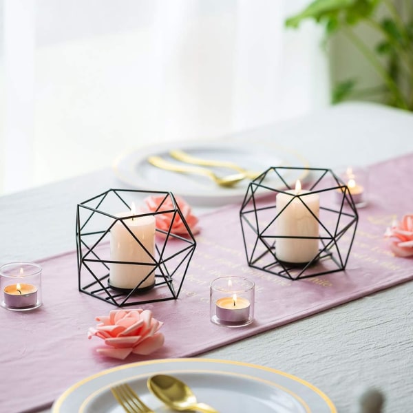 Ljusstake Tealight-hållare - 2 st svarta ljusstakar för teljus och pelarljus