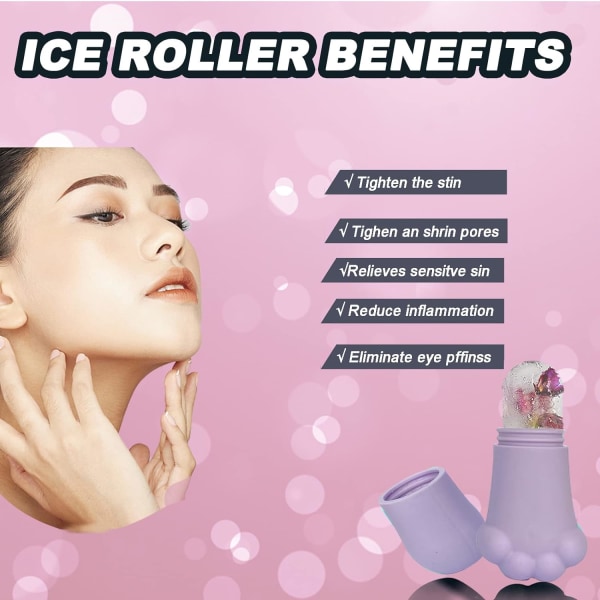 Ice Roller för ansikte, ögon och nacke Beauty Glow Cube Ice Ansiktsrulle Hudvårdsverktyg för att strama upp och tona huden och puffa bort ögonområdet，lila