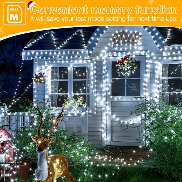 Julbelysning 1000 LED 100 meter, IP67 Vattentät Plug-in Julgransbelysning med Fjärrkontroll, 8 Lägen, Dimbar, Hus Juldekorationer black