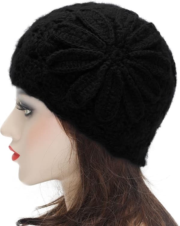 Damer Vinter Vintage Uld Spand Spand Hat Black