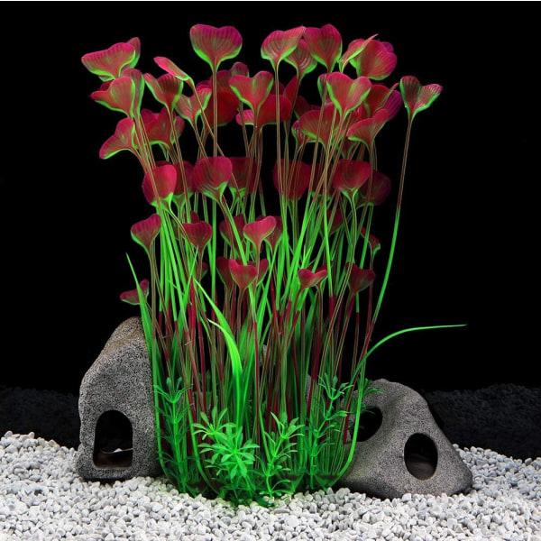 Large Aquarium Plants Artificial Plastic Fish Tank Plants Decoration Ornament for All Fish (Purple)