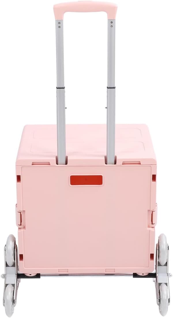 Sammenklappelig indkøbsvogn, multifunktionel jern PP aluminium sammenklappelig rullekasse til postafhentning (pink)