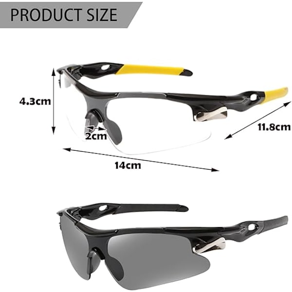 2 kpl Pyöräilylasit, UV400 Suoja Ski Goggles Ulkoilma Pyörä Moottoripyörä Ajaminen Kalastus Juoksu Kalastuslasit