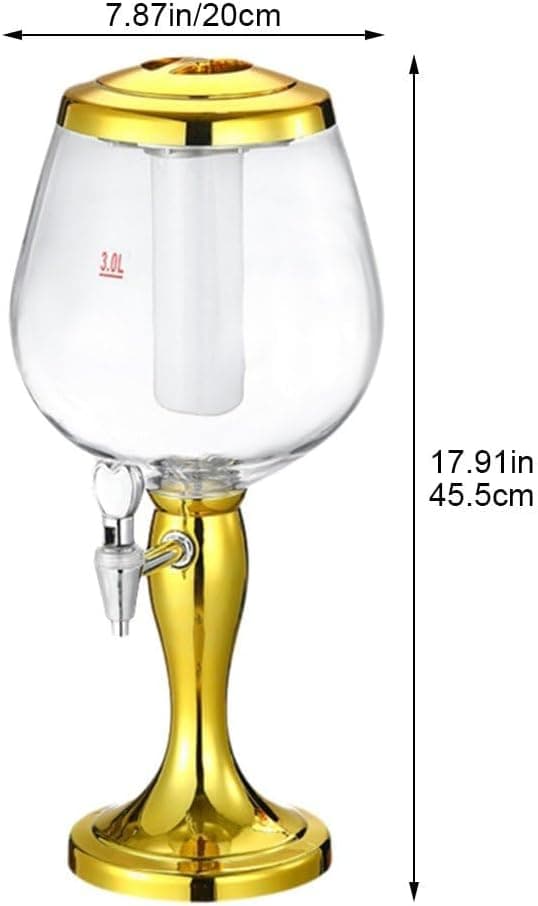 Øldispenser med isrør, 3l vanndispenser med tappekran, drikkedispenser for hjemmebar, hotellfest, gull