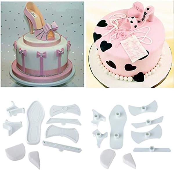 9 stk Høyhælte Sko Kakeutskjæringsform Fondant Baking Mold (2 sett)