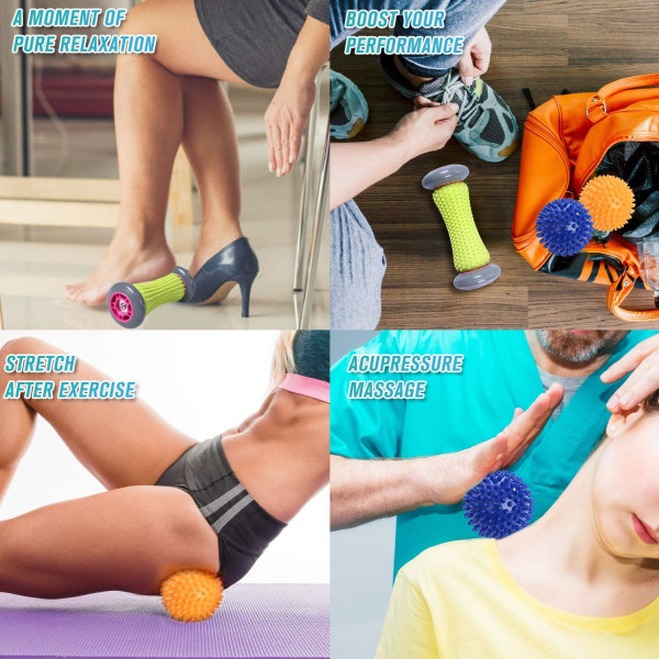 Plantar Fasciitis Fotmassage Rulle för Ryggsmärta och Djupvävnad Triggerpunkt Återhämtning Spända Muskler Hand Ben Ryggsmärta