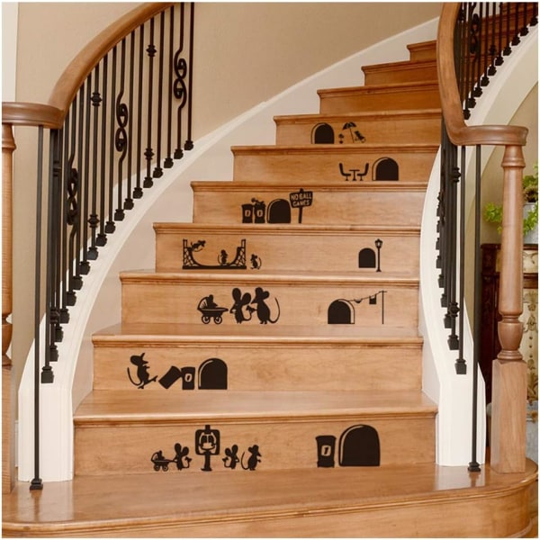 Staircase Decal Stair Mural Decals DIY Tile Decal Waterproof Home Decoration Family Stair Decal Wall Decoration Sticker