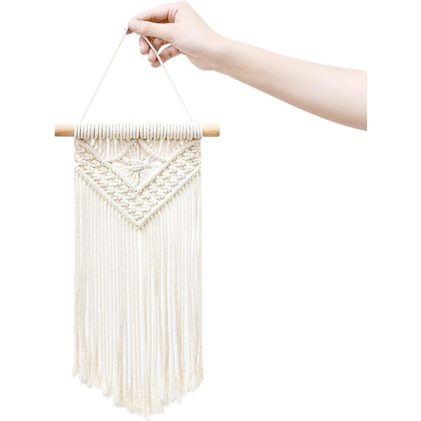 Liten Macrame Väggbonad, 3-Pack Konstvävd Väggdekor Boho Hem Chic Dekoration 8\"Bx 14\"L