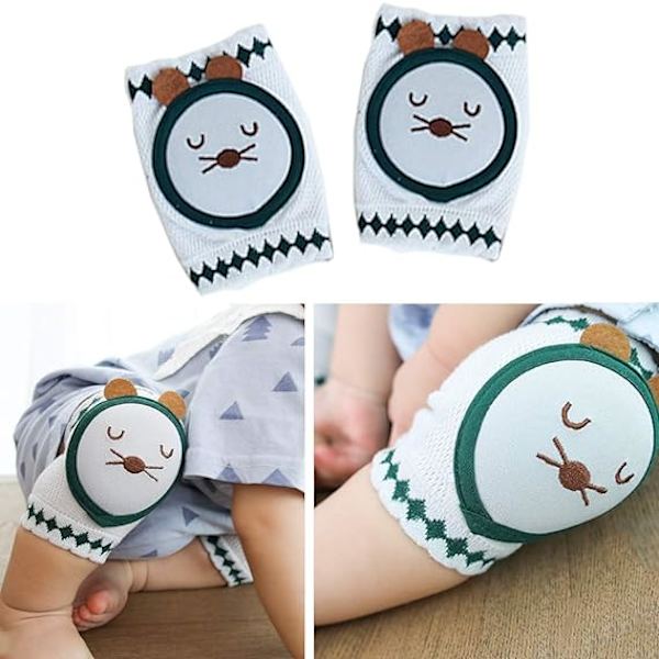1 par baby knäskydd baby knäskydd för krypning, unisex baby krypning halkfri knä, halkfri mjuk krypning knä lämplig för 0-36 månader Dark Green Mickey