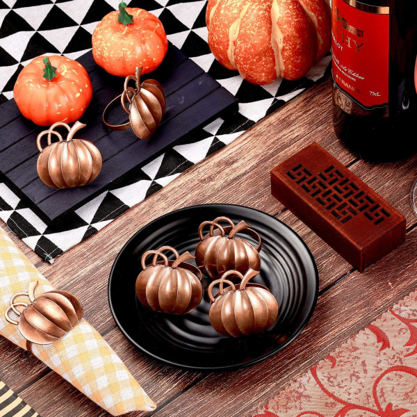 Græskar Servietring Holdere Thanksgiving Halloween Servietringe Efterår Servietring Holdere Græskar Middagsbord Ringe 12stk