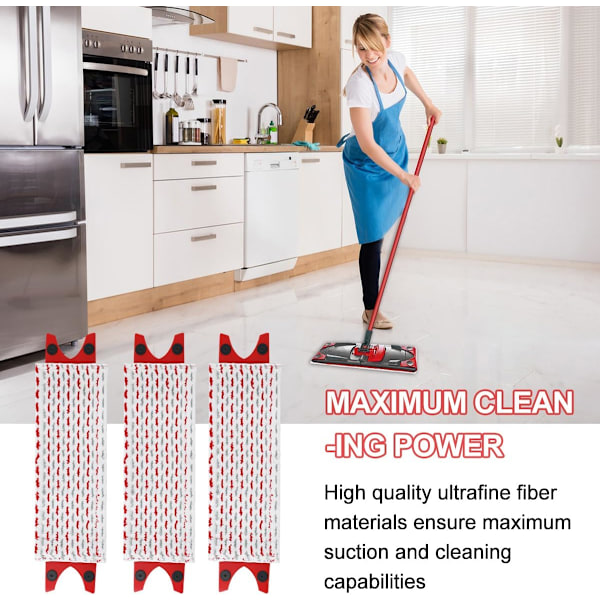 3-pack Vileda golvmopp ersättningsöverdrag mikrofiberset