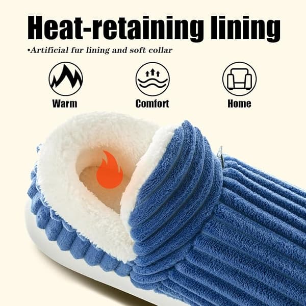 Tofflor Dam Moln Bootie Manchester Varma Mysiga Memory Foam Vinter Halkfria Inneskor, Inomhus & Utomhus (Blå, 5/6 UK)
