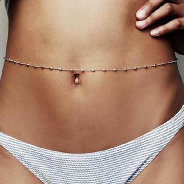 Boho Bead Taljekæde Beaded Belly Chain Silver Body Chain Sele Sexet Bikini Chain Summer Beach Body Accessories Smykker til kvinder og piger
