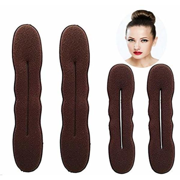 Magic Hair Bun Maker 4 Pack (2 små, 2 stora) Skumbunsformare Tillbehör Stark Flexibel Återanvändbar