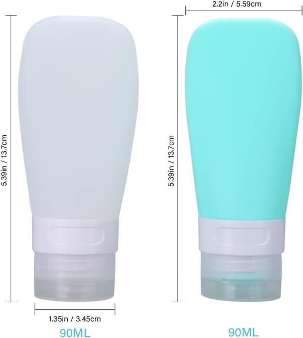 2 stk. reiseflasker i silikon, små tomme reiseflasker (90 ml)