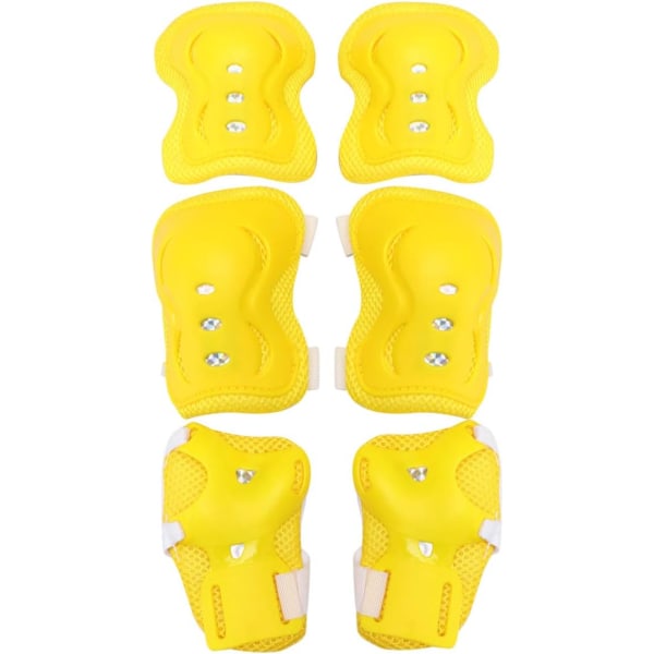 Outdoor Sports Protector Set Cycling Skateboard Skating Protective Gear Elbow Pads Wrist Guards Knee Pads for Children (Yellow)