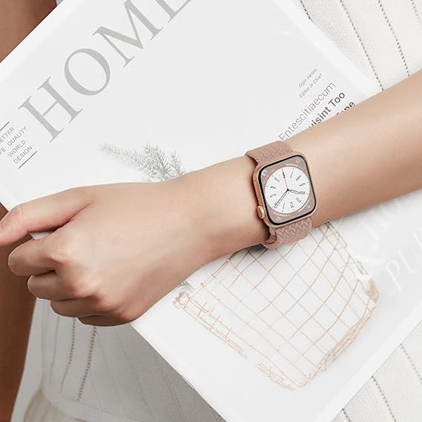 Flätat armband kompatibelt med Apple Watch-rem för kvinnor och män, stretchigt armband elastiska sportarmband för iWatch SE Series 9 8 7 6 5 4 3 2 1 42/44/45/49MM