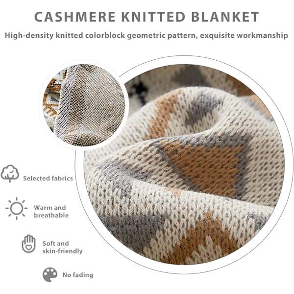 Neulepeitto Vintage-tupsu boheemi etninen tyyli geometrinen kuvio Kodikas nojatuolin päällinen Lämpimät peitot