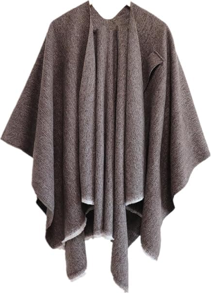 Damponcho, vändbara överdimensionerade sjalar, elegant stickad filtkappa, omlottkofta, kaffe