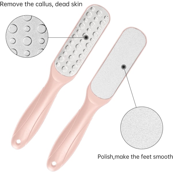 Fotfil för att ta bort förhårdnader, Fotfil för död hud, Dubbelsidig metallfotfil i rostfritt stål