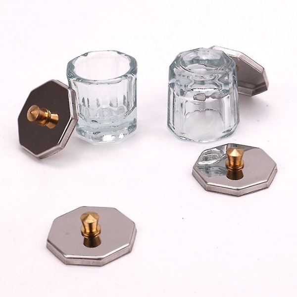 3 st behållare lock nagelkonst glasvaror kristall dappen skål pulver dappen skål nagel akryl dappen skål