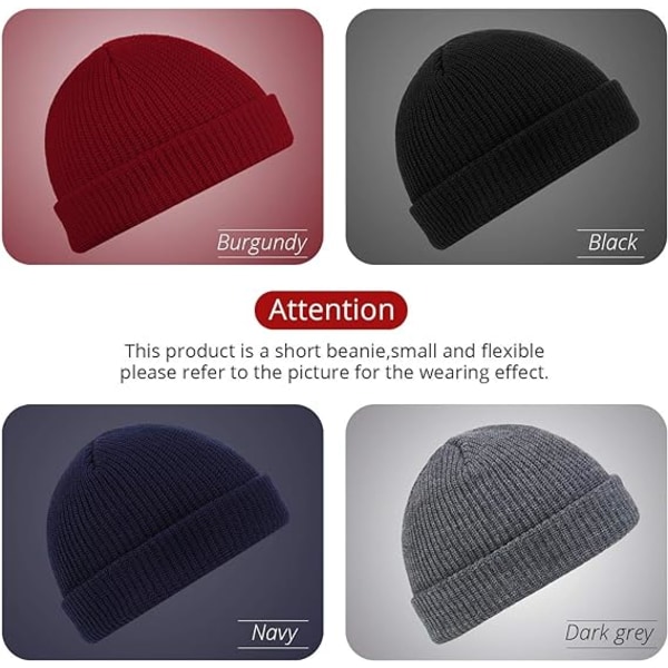 4 stk. Trawler Beanie Watch Hat Rull opp kanten Skullcap Fisker Beanie Unisex